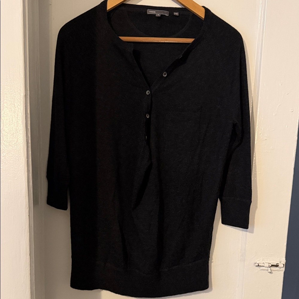 Vince Charcoal 3/4 Sleeve Knit Sweater